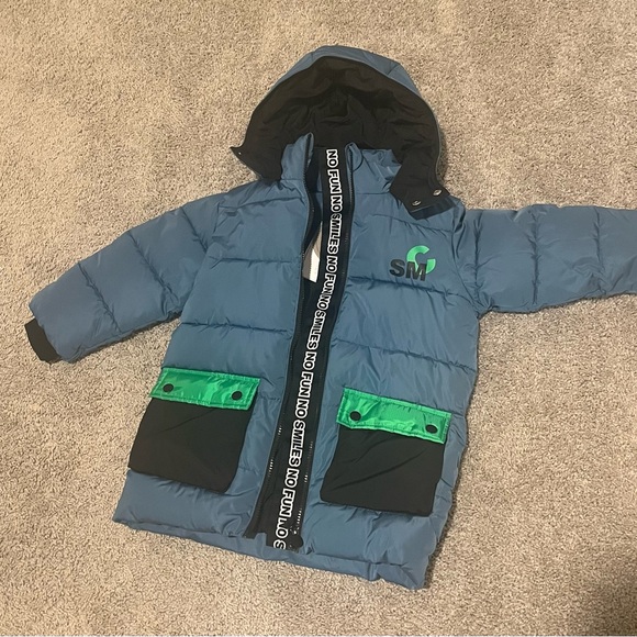 Stella McCartney Blue Puffer Jacket with Black Accents - Picture 2 of 3